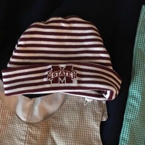 MSU bulldog baby gown and hat